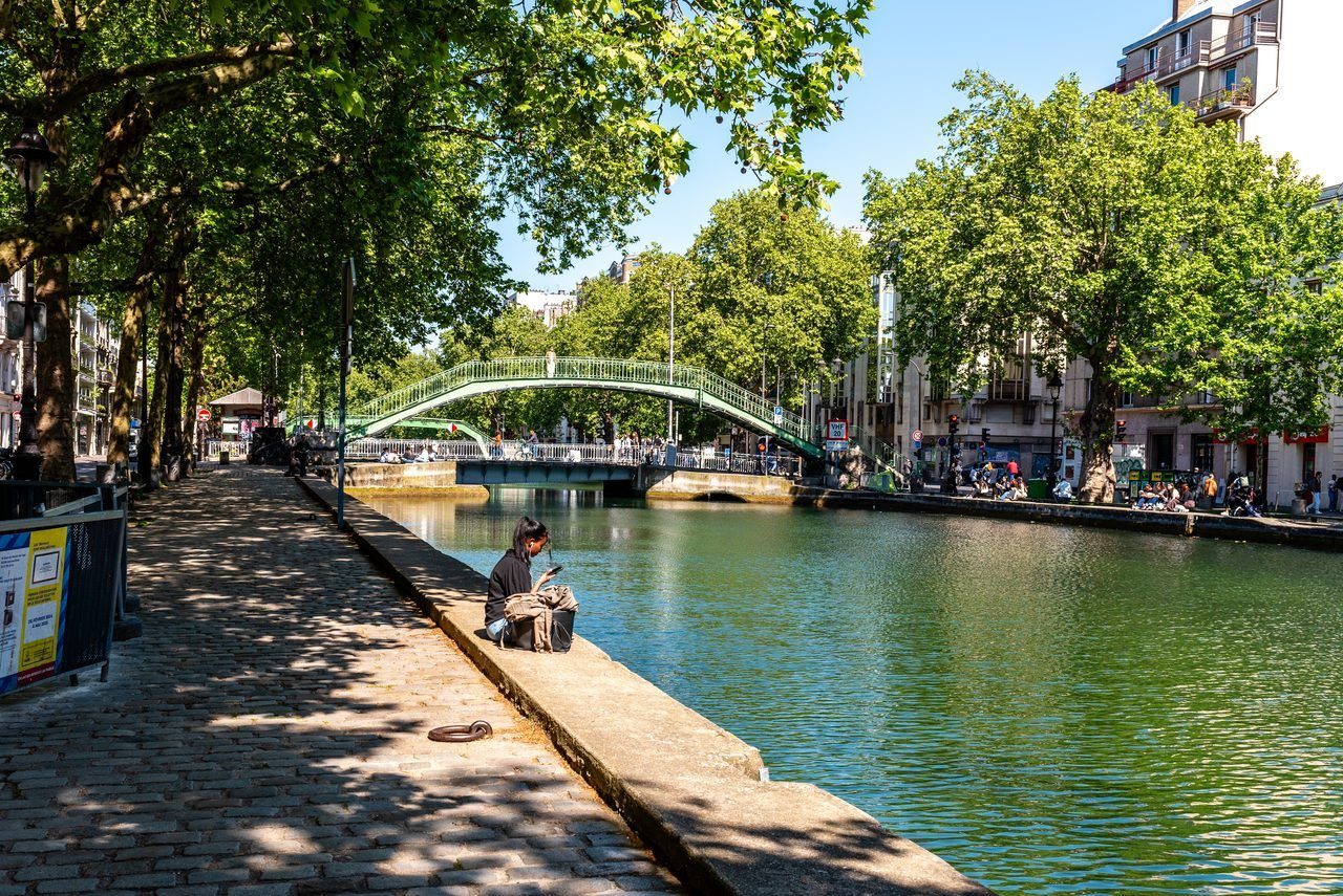 Canal Saint-Martin's iron footbridges and locks along quai de Valmy