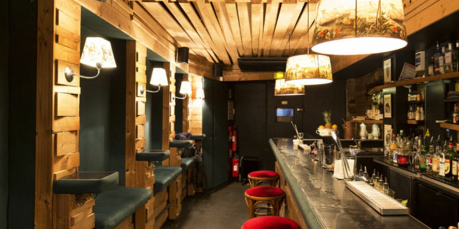 Castor Club's unmarked entrance on rue Hautefeuille, the hunting-lodge-styled cocktail bar open since 2011