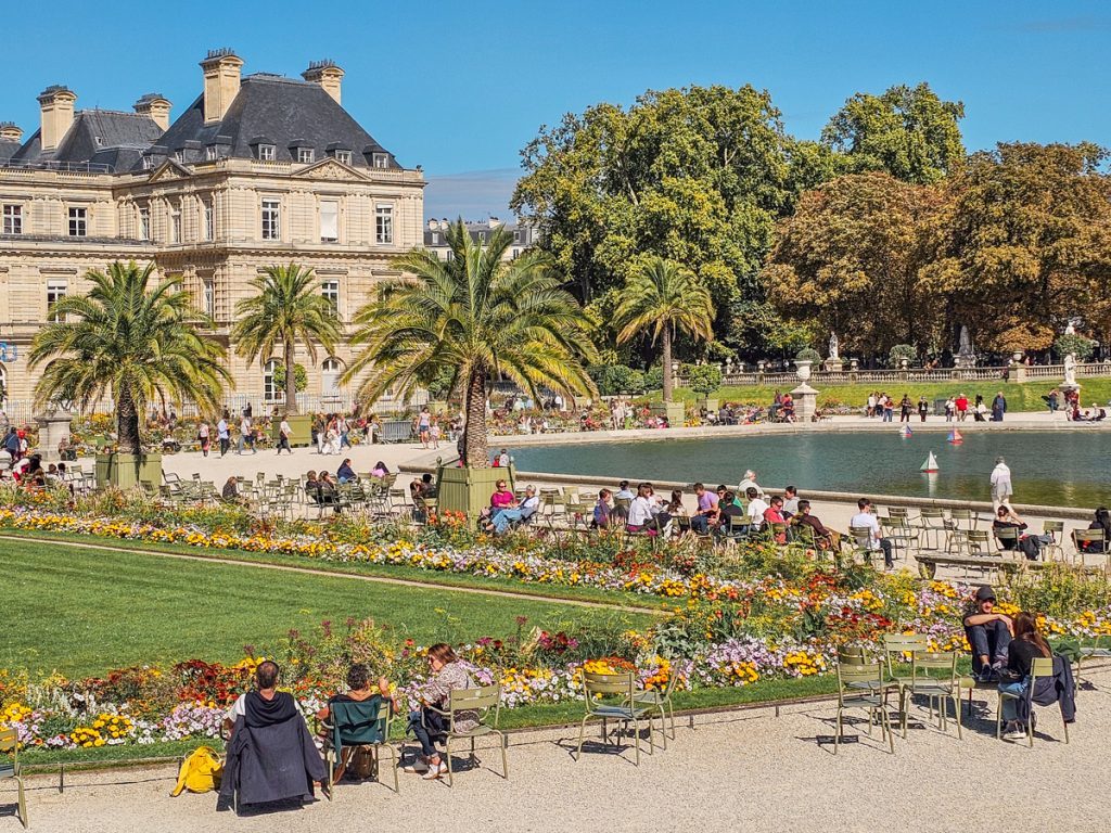 the Grand Bassin and green chairs at Jardin du Luxembourg, the 25-hectare royal garden commissioned in 1612